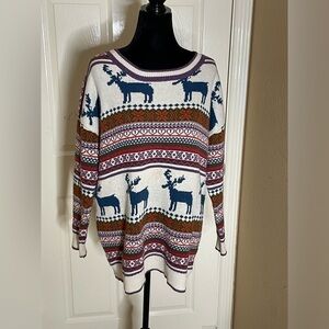 Vogue Of Eden Nordic Reindeer Moose Sweater Size L-XL Womens READ Fair Isle‌‌‌‍‍